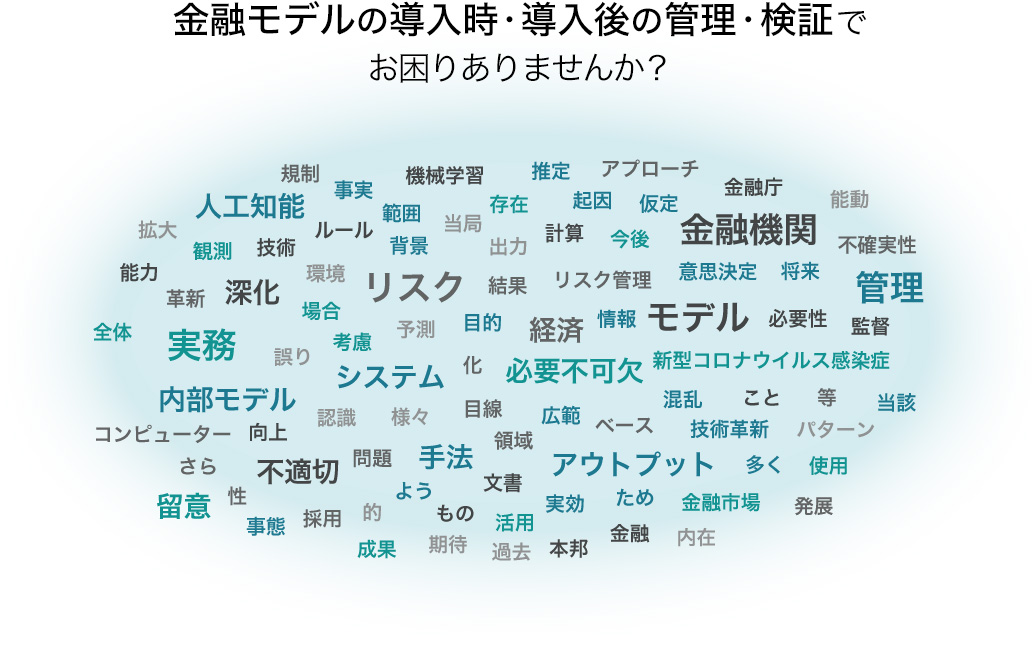 金融モデルの導入時・導入後の管理・検証でお困りありませんか？